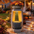 32" Geometric Outdoor Fountain with Birdfeeder by Ultym