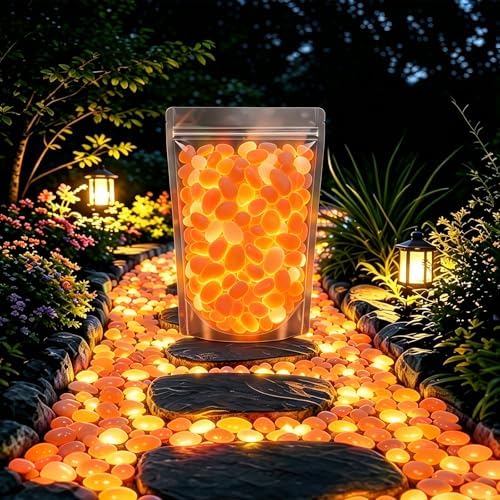 2026 Colorful Glow-in-the-Dark Garden Stones, Luminous Pebbles for Walkways & Aquariums, Rainbow Glow Rocks Outdoor Decor, Nighttime Stepping Stone Fillers, Patio Landscape Lighting (D,600) by Unknown
