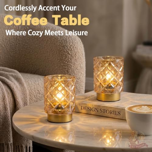 Battery Operated Lamp Timer, Cordless Table Lamp for Shelf Decor, Rhombus - Image 2