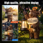 Highland Cow Solar Lights Outdoor Decor, Resin Cow Statue with LED Lights, Waterproof Farmhouse Garden Figurine, Decorative Solar Powered Light for Yard, Patio, Lawn, Porch, Pathway - Image 3