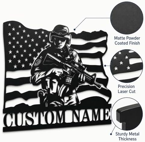 Personalized Army Soldiers Metal Signs Custom Military Metal Wall Art Patriotic American Flag Wall Decor Personalized US Military Army Gifts Veterans Day Gifts - Image 4