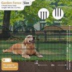 5 Panels Garden Fence Animal Barrier with Lock, 40in (H) x 12ft (L) Dog Fences Outdoor for Yard No Dig Rustproof Decorative Tall Metal Panel Border Rabbits Temporary Ground Stakes Fencing - Image 2