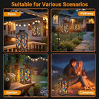 Solar Lantern Outdoor Waterproof Colorful Stained Glass Abstract Mosaic Vibrant Patterns Garden Decor LED Hanging Solar Lights Tabletop Lamp Gifts for Women Mom Outside Yard Patio Porch - Image 6