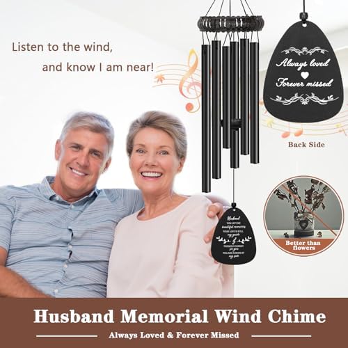 Soopau Memorial Gifts for Loss of Husband, Memorial Wind Chimes for Loss of Husband, Loss of Husband Sympathy Gift, Bereavement Remembrance Funeral Grief Gifts for Loss of Husband - Image 2
