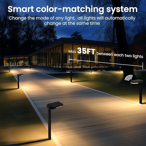 AUDERWIN Solar Pathway Lights Outdoor, Smart Color Changing 9-in-1 Modes - Image 5