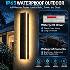 Modern Outdoor Wall Lights - 2pack 70.8inch 3000k Black Exterior Light Fixtures Wall, Porch Lights Outdoor Wall Sconce, Patio Long Strip Wall Light Fixture Outside for Garage, House(4.72 Inch Wide) - Image 3