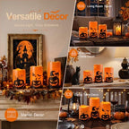 Homemory Halloween Waterproof Flameless LED Pillar Candle with Timer Remote - Image 6