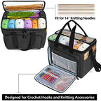 Teamoy Knitting Bag, Yarn Storage Organizer Crochet Bag Tote, Black - Image 3