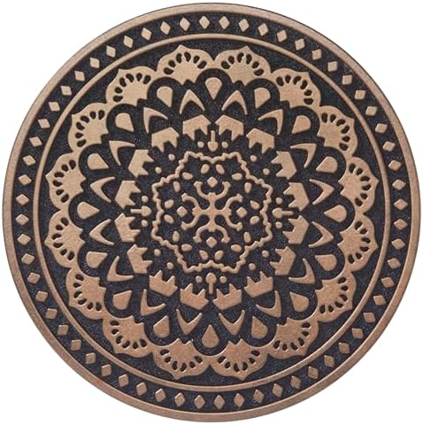 HF by LT Deluxe Rubber Stepping Stone, Mandala Design, Heavy Duty 13" All-Weather Garden Tile, Black with Antique Bronze Finish, Set of 3 - Image 2