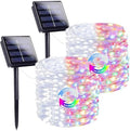 Solar Fairy Lights, 2 Pack Total 400LED 144FT Cool White to Multicolor by SANJICHA