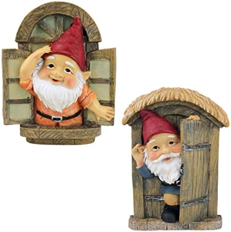 Design Toscano QL94281 Knothole Welcome Gnomes Garden Tree Sculptures, full color by DesignToscano
