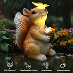 Solar Squirrel Garden Decor with Glowing Butterfly & Flower Outdoor Statue - Image 4