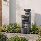 19.7" Tall Outdoor Water Fountain, 5 Tier Cascading Bowls and Stacked Water Fountain with LED Lights, for Yard Décor, Backyard, Patio and Deck (31.5'') - Image 6