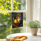Lantern Gnome Glow Stained Glass Suncatcher – Square Hanging Window Panel for Home or Greenhouse – Whimsical Glass Art Gift for Garden Lovers, Christmas, Halloween, Father Days TWeAHz - Image 3