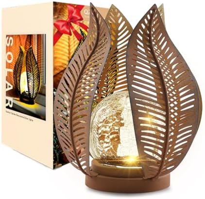 Solar Outdoor Lights Garden Decor Waterproof Crackle Glass Globe,Metal Yard Art Outdoor Solar Garden Lights for Decor Yard,Porch,Patio Decorations.Gardening Gifts for Women/Mom. by Gardensolarlightsdecor