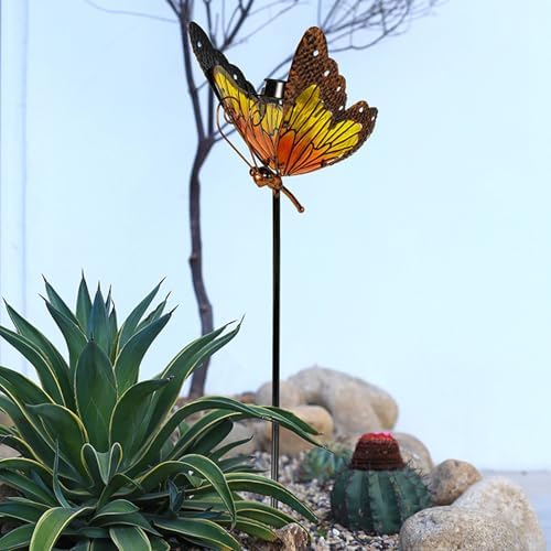Metal Solar Garden Light Colorful Butterfly, Red - Image 4