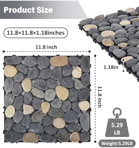 jxgzyy 4 Pcs Interlocking Stepping Stones Outdoor for Garden, 11.8" Square Pavers for Landscaping, Outside Pebble River Stone Mat for Yard Lawn Patio Pathway Walkway - Image 2