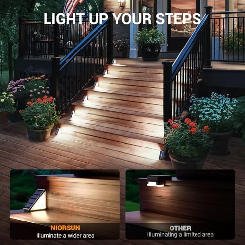 NIORSUN Outdoor Step Lights, 8 Pack Solar Stair Lights Outdoor Waterproof IP67 Auto On Off, Solar Lights for Steps,Stair,Patio,Yard,Porch,Front Door,Sidewalk,Deck Decor,Cool White - Image 4