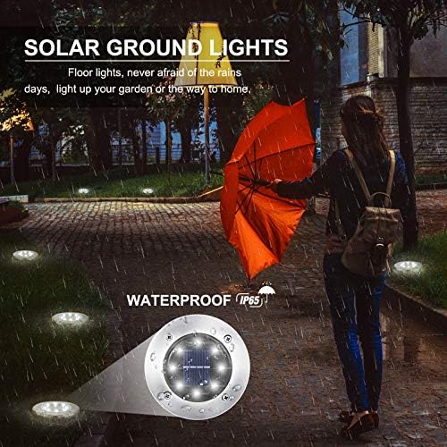 LYHOPE Solar Ground Lights Outdoor, 16 Pack 8 LED Solar Disk Lights - Image 4
