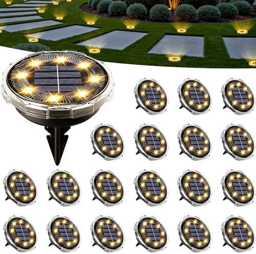 SOLPEX Solar Ground Lights Outdoor, Pathway Lights 20 Pack Warm White by Solpex