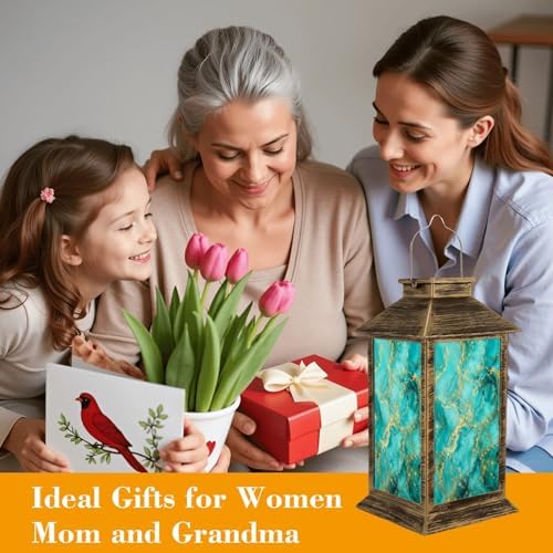 Solar Lantern Outdoor Waterproof Delicate Marble Decorative for Sales Decoration Covers Invitations Garden Decor LED Hanging Solar Lights Tabletop Lamp Gifts for Women Mom Outside Yard Patio Porch - Image 4