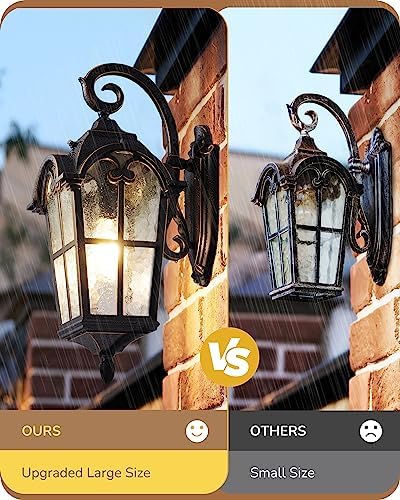 EDISHINE Dusk to Dawn Outdoor Wall Light 20.4 Inch Waterproof Black - Image 4