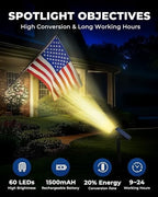 HGGH Solar Lights Outdoor Waterproof IP67, 60 LED 3 Lighting Modes Solar Spot Lights Outdoor for Yard Garden Pathway Landscape, Auto On/Off, Function 2 in 1(Warm White, 4 Pack) - Image 4