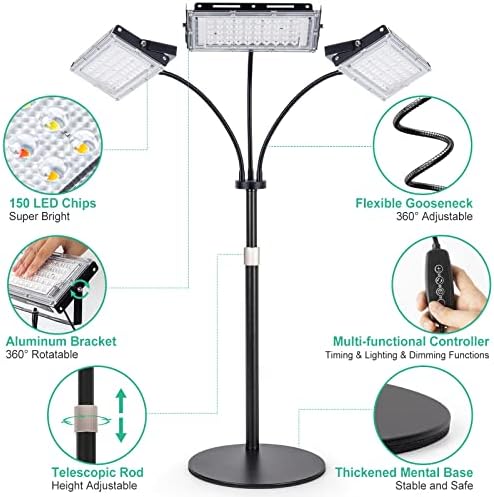 LBW Grow Light for Indoor Plant,Full Spectrum Dual Heads Desk Plant Light - Image 3