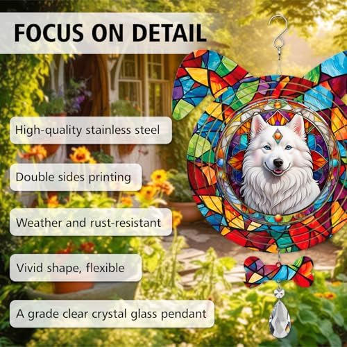 American Eskimo Dog Ears Wind Spinner, American Eskimo Wind Spinner Hanging for Yard and Garden (American Eskimo) - Image 3