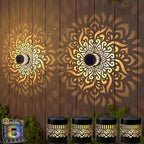 Mosaic Solar Lights Outdoor Mandala Gardening Decorative Cottage Garden Light Disc Illuminated Disk Projector Mandela Wall Color Changing Lamp Powered Colorful Decor Projection Theme LED(#A,4PCS) by Unknown