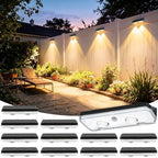 Solar Fence Lights Outdoor 12 Pack, 13 Modes RGB, IP65 Waterproof by Ccinny
