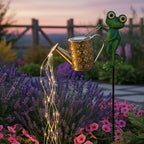 Solar Watering Can, 32 Inch Automatic Outdoor Solar Lantern with Warm LEDs, Weather-Resistant Yard Decor, Frog Hanging Lights for Outside - Image 5