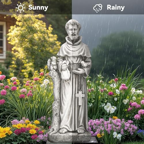 St Francis Garden Statue Outdoor, 31 in Catholic Patio Decor - Image 4