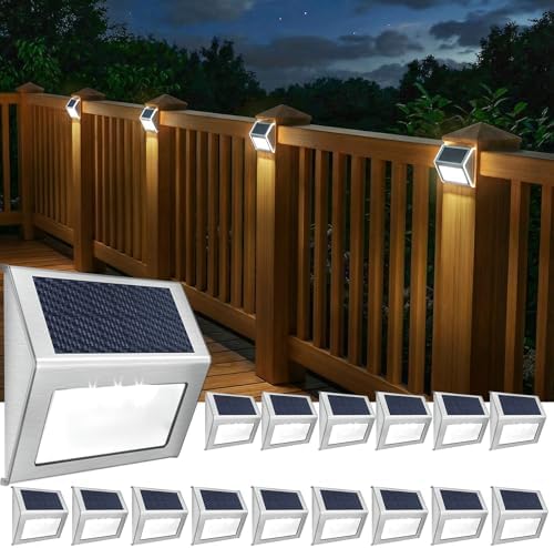 JSOT Solar Powered Lights Ideal for Step, Fence, Deck, Stair-Cool White-16P by JSOT