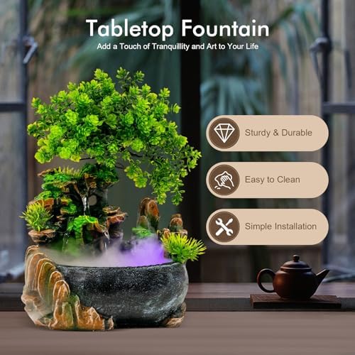 Gdrasuya10 Atomizing Rockery Water Fountain Desktop Chinese Fengshui LED Lamp Waterfall Water Sound Indoor Office Home - Image 3