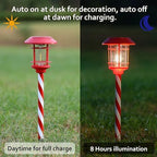 Dynaming 6 Pack Dual Use Solar Christmas Path Lights Outdoor, Hanging Lantern Solar Garden Light with Edison Bulb, Xmas Pathway Markers, Auto On/Off Candy Cane Lights for Patio Yard Walkway Driveway - Image 5
