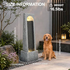 Outdoor Water Fountain, 39.37" Tall Resin Waterfall Fountain with LED Lights, Freestanding Modern Water Wall Fountain with Built-in Pump, Gray Stone-Look Patio Fountain for Garden, Porch, Backyard - Image 3
