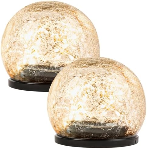Solar Crackle Glass Garden Lights, Color Changing Orb Design, Outdoor Waterproof Globe Lights, Solar Powered LED Landscape Lighting, Decorative Path Stake Lights for Lawn, Yard, Patio, Villa by Unknown
