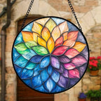 Colorful Flower Petals Stained Glass Window Hanging Suncatcher Gifts 9.8" - Image 4