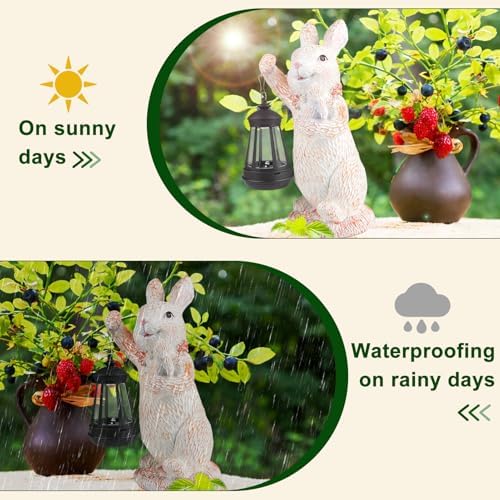 Outdoor Lighted Solar Garden Statues Rabbit Lights - Image 4