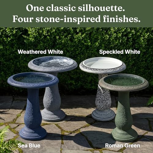 Tall Bird Bath for Outside 23 Inch Roman Green - Stone-Resin Composite Pedestal Birdbath Bowl - Decorative Standing Outdoor Garden Decor for Front Porch Patio Yard Backyard Lawn Ornament - Image 6