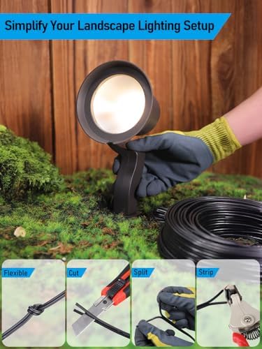 LEONLITE 7 Inch Hardscape Paver Light Bundle 100ft 16/2 Cable, 4-Pack 7 Inch Low Voltage LED Retaining Wall Light, 2700K Soft White & 1-Pack 100ft 16/2 Low Voltage Landscape Lighting Cable, Black - Image 7