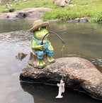 coolboy Garden Pond Frog Fishing Outdoor Statue,Yard Koi Pond Decorations - Image 3
