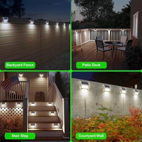 JSOT Solar Powered Lights Ideal for Step, Fence, Deck, Stair-Cool White-16P - Image 2