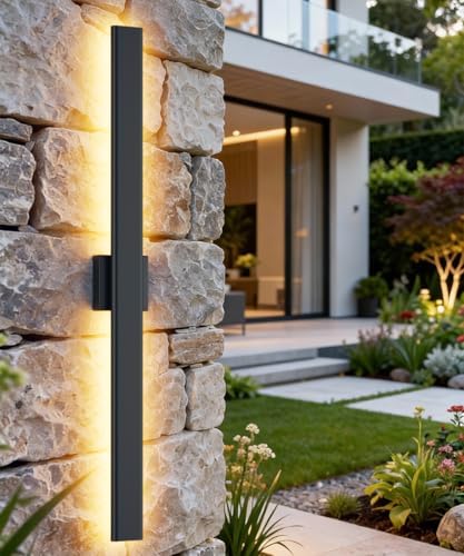 Aipsun 39.4" Black LED Outdoor Wall Light, Linear Exterior Lighting Fixture by Aipsun