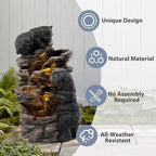 19.7" Tall Outdoor Water Fountain, 5 Tier Cascading Bowls and Stacked Water Fountain with LED Lights, for Yard Décor, Backyard, Patio and Deck (21.7'') - Image 5