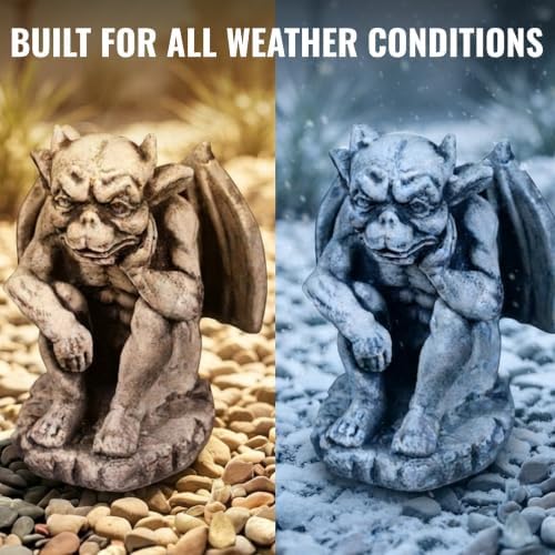 OLOMA Thinking Winged Gargoyle Concrete Garden Statue Stone Beast Sculpture Gothic Outdoor Decor Mythical Monster Lawn Yard Art Handmade Cement Ornament Fantasy Figure - Image 7