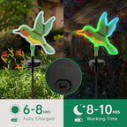 Solar Hummingbird Garden Lights 2 Pack, Colorful Neon Glow LED Solar Stake Lights, Waterproof Outdoor Decorative Landscape Lighting for Yard, Patio, Gifts for Mom - Image 3