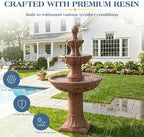 Outdoor Water Fountain, 3-Tier Italian Garden Waterfall Fountain - Image 5