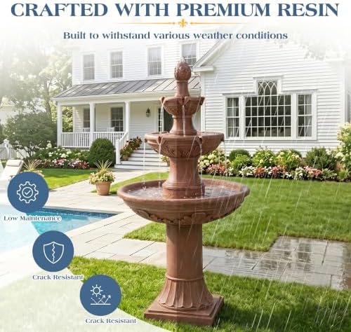 Outdoor Water Fountain, 3-Tier Italian Garden Waterfall Fountain - Image 5